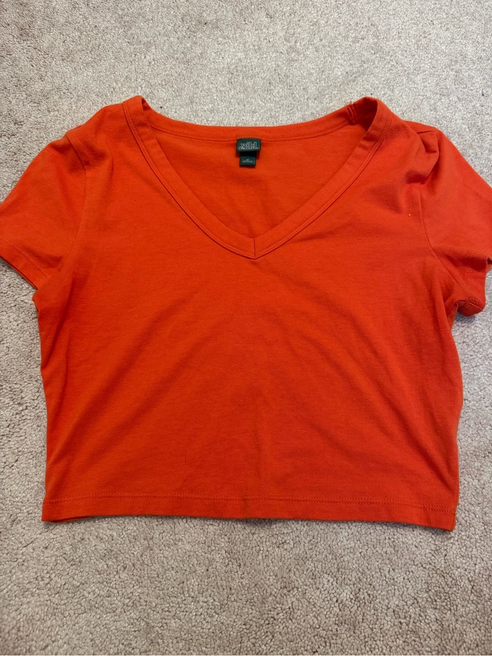 wild fable Orange V-Neck Short Sleeve Crop Top